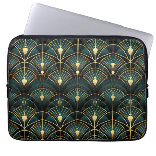Housse Pour Ordinateur Portable Emerald et Gold Art Déco
