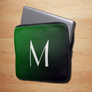 Housse Pour Ordinateur Portable Emerald Green Gradient - monogramme gras