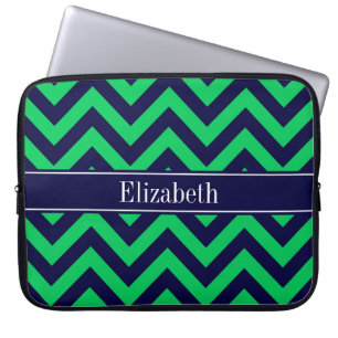 Housse Pour Ordinateur Portable Emerald Navy LG Chevron Navy Blue Name monogram