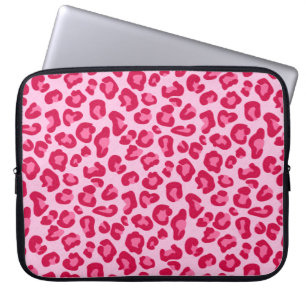 Housse Pour Ordinateur Portable Empreinte de léopard en Pastel Pink, Hot Pink et F