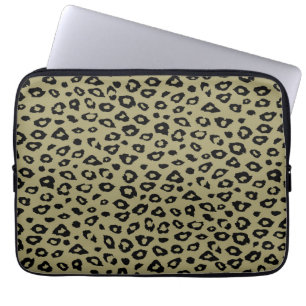 Housse Pour Ordinateur Portable Empreinte de léopard noir or