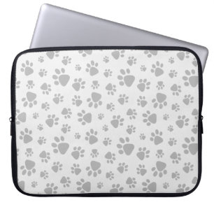 Housse Pour Ordinateur Portable Empreintes de pattes noirs et blancs