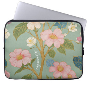Housse Pour Ordinateur Portable En fleurs : Branche pastel avec fleurs roses