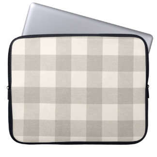 Housse Pour Ordinateur Portable en vichy contrôle poli beige neutre