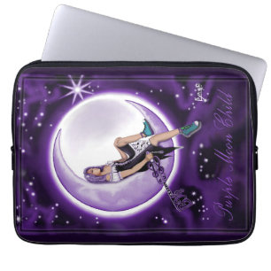 Housse Pour Ordinateur Portable Enfant de lune violette