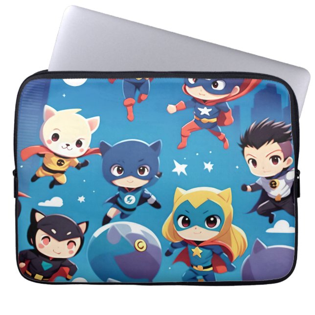 Housse Pour Ordinateur Portable Enfants super-héros volant haut (Devant)