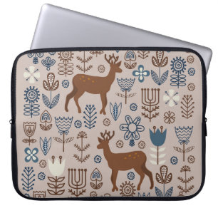 Housse Pour Ordinateur Portable Ensemble d'éléments floraux de style scandinave,