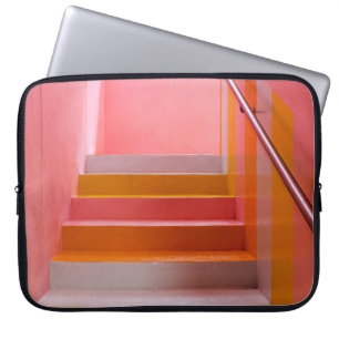 HOUSSE POUR ORDINATEUR PORTABLE ESCALIER BLANC ET BROWN EN BOIS