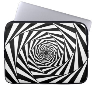 Housse Pour Ordinateur Portable Escalier en spirale tourbillonnant noir et blanc a