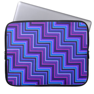 Housse Pour Ordinateur Portable Escaliers à rayures bleues et violettes