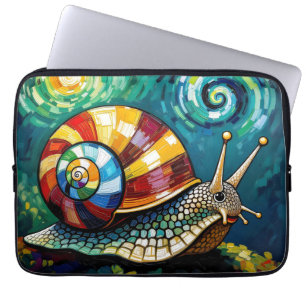 Housse Pour Ordinateur Portable Escargot fantaisiste aux couleurs vives en impasto