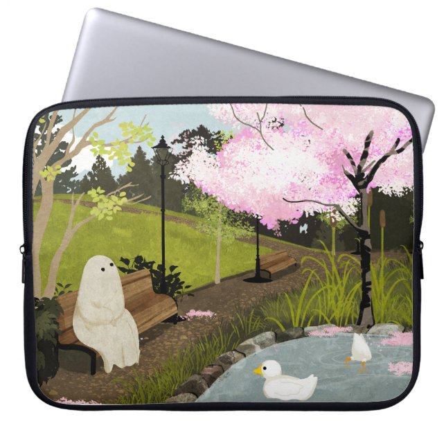 Housse Pour Ordinateur Portable Étang aux canards - Printemps (Devant)