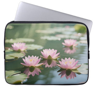 Housse Pour Ordinateur Portable Étang de nénuphars roses sérénité