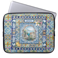 été italie carreaux bleu floral citrus monogramme