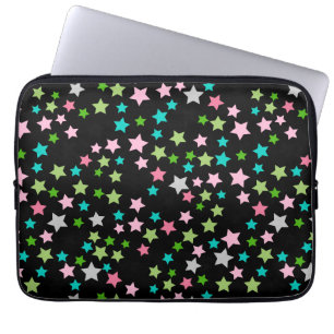 Housse Pour Ordinateur Portable Étoiles Colorées Arc-en-ciel Nuit Étoilée Noire