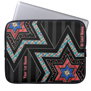 Housse Pour Ordinateur Portable ÉTOILES de David et Stripes v2 (personnalisées)