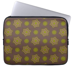 Housse Pour Ordinateur Portable Étoiles et cercles en brun et vert