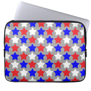 Housse Pour Ordinateur Portable étoiles rouges blanches et bleues