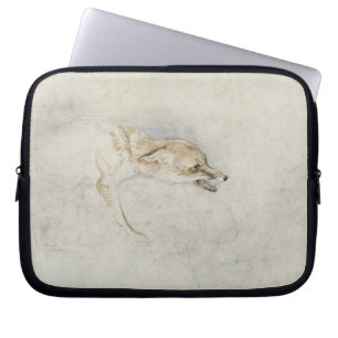 Housse Pour Ordinateur Portable Étude d'un Fox de acroupissement, faisant face au