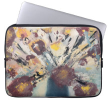 Étui pour ordinateur portable à motif floral abstr