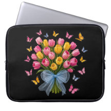 Étui pour ordinateur portable Tulipe & Papillons É