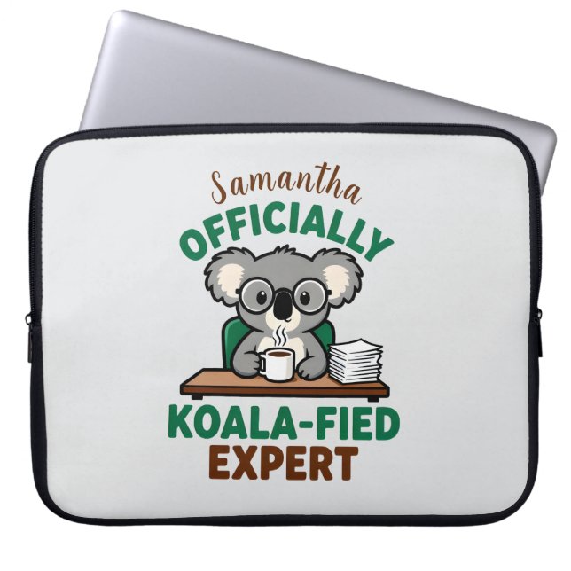 Housse Pour Ordinateur Portable Expert en Koala Officiel Blague de Café Drôle (Devant)