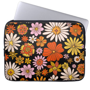 Housse Pour Ordinateur Portable Explosion Florale Vintage – Fleur Rétro Colorée