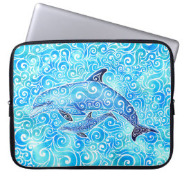 Housse Pour Ordinateur Portable Famille tourbillonnant de dauphins