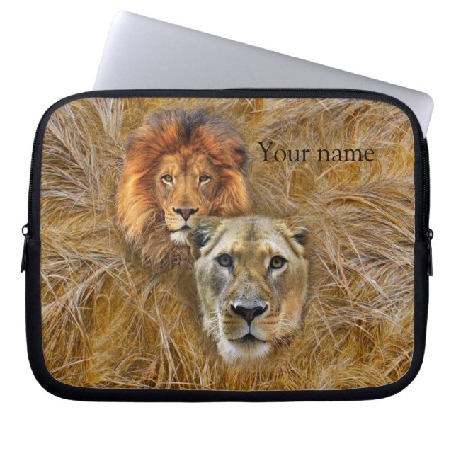 Housse Pour Ordinateur Portable Faune - Lion & Lionne (Devant)