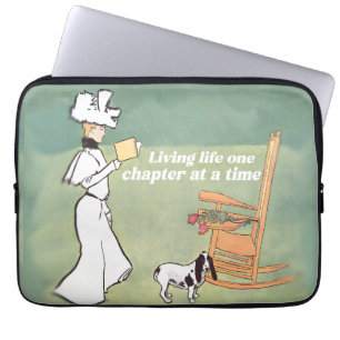 Housse Pour Ordinateur Portable Femme amoureuse de livres et chien lisant