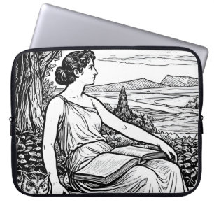 Housse Pour Ordinateur Portable Femme Art Nouveau lisant sous un arbre de style vi