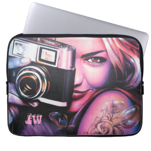 Housse Pour Ordinateur Portable Femme de graffiti avec monogramme d'appareil photo
