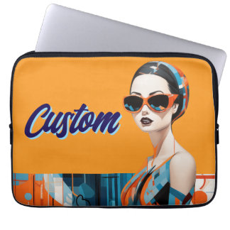 Housse Pour Ordinateur Portable Femme moderne chic, élégance géométrique