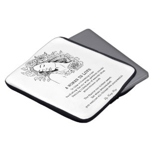 Housse Pour Ordinateur Portable Femme paisible, art mural rose noir et blanc