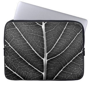 Housse Pour Ordinateur Portable Fermeture de la feuille brillante noire et blanche