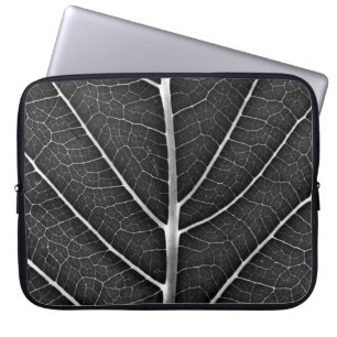 Housse Pour Ordinateur Portable Fermeture de la feuille brillante noire et blanche