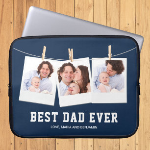 Housse Pour Ordinateur Portable Fête des pères   Collage photo Best Dad Ever 3