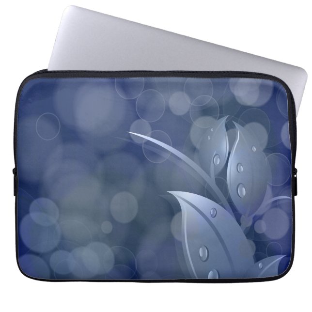 Housse Pour Ordinateur Portable Feuille de Blue Bokeh (Devant)