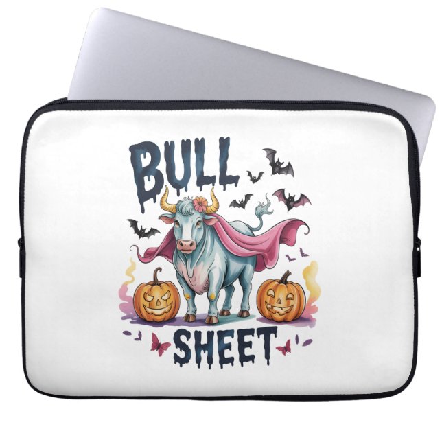 Housse Pour Ordinateur Portable Feuille de taureau d'Halloween, Vache fantôme amus (Devant)