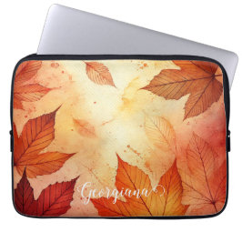Housse Pour Ordinateur Portable Feuilles d'aquarelle autummonique personnalisée
