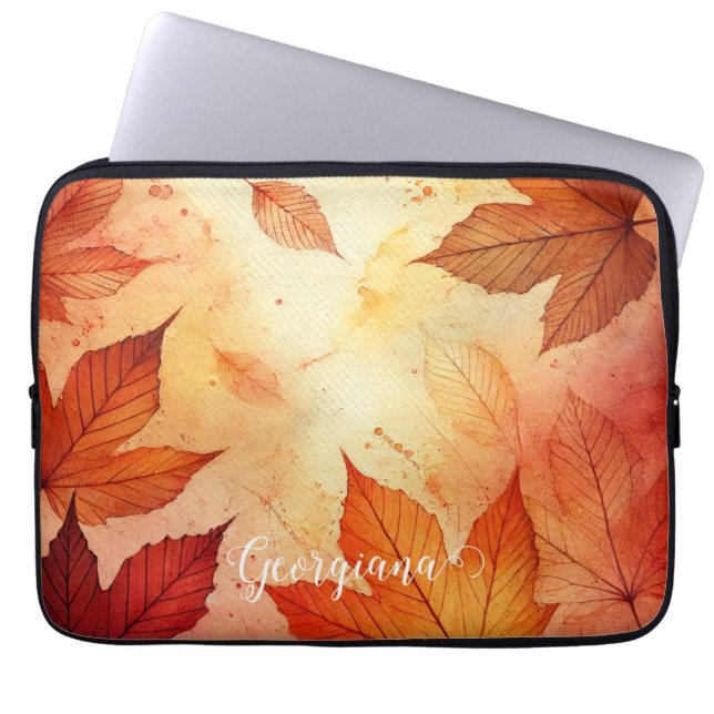 Housse Pour Ordinateur Portable Feuilles d'aquarelle autummonique personnalisée (Devant)