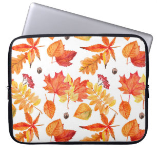 Housse Pour Ordinateur Portable Feuilles d'aquarelle, motif naturel transparent.