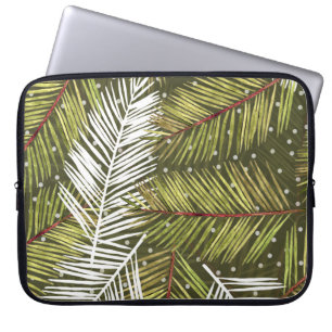 Housse Pour Ordinateur Portable Feuilles d'aquarelle verte : Illustration transpar