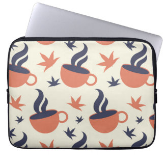 Housse Pour Ordinateur Portable Feuilles d'automne, tasse de café