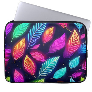 Housse Pour Ordinateur Portable Feuilles de néon dans l'art lumineux