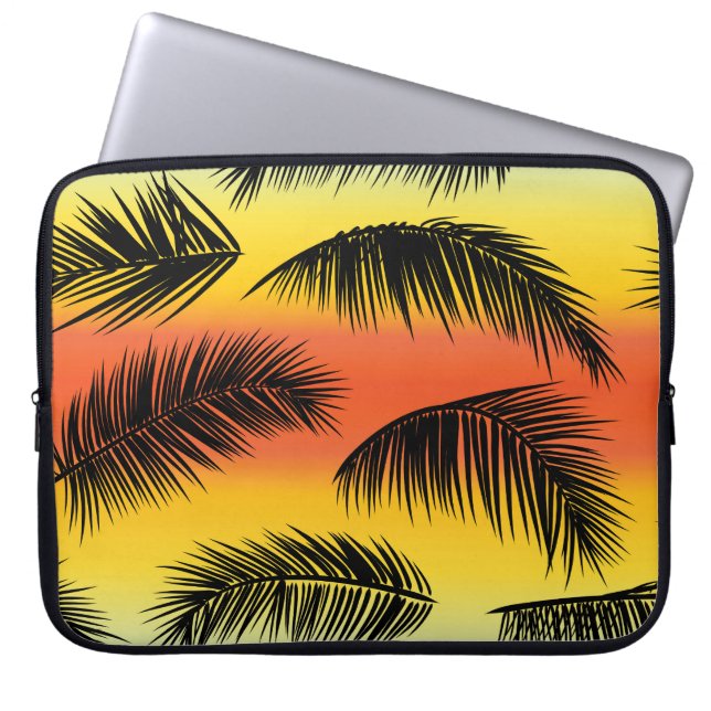 Housse Pour Ordinateur Portable Feuilles de palmiers : motif sans soudure. (Devant)