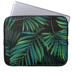 Housse Pour Ordinateur Portable Feuilles de palmiers tropicaux verts. Graphique mo