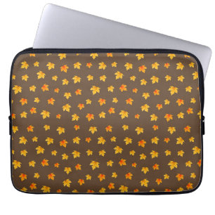 Housse Pour Ordinateur Portable Feuilles d'érable sur fond marron