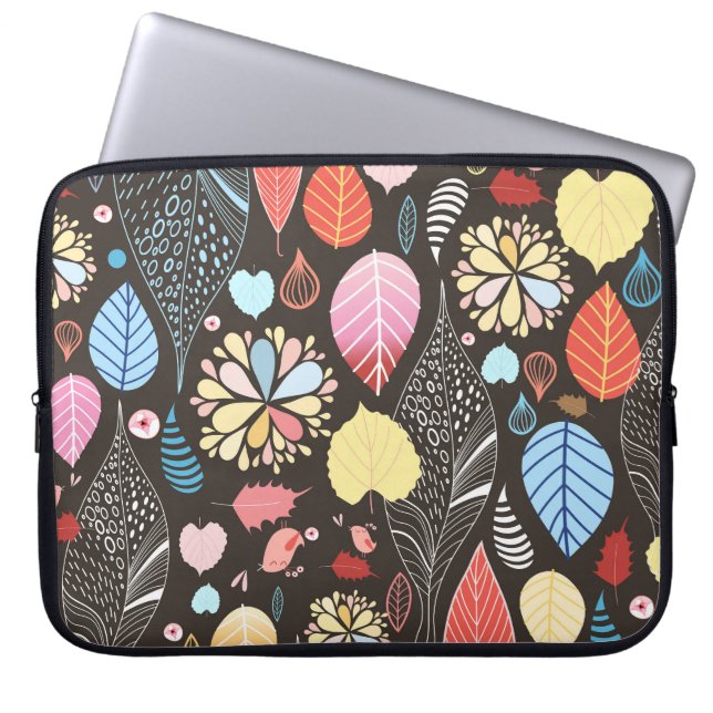 Housse Pour Ordinateur Portable Feuilles et oiseaux d'automne. (Devant)