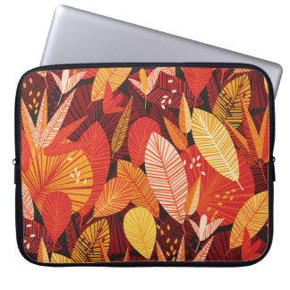 Housse Pour Ordinateur Portable Feuilles tropicaux : Foliage géométrique coloré.